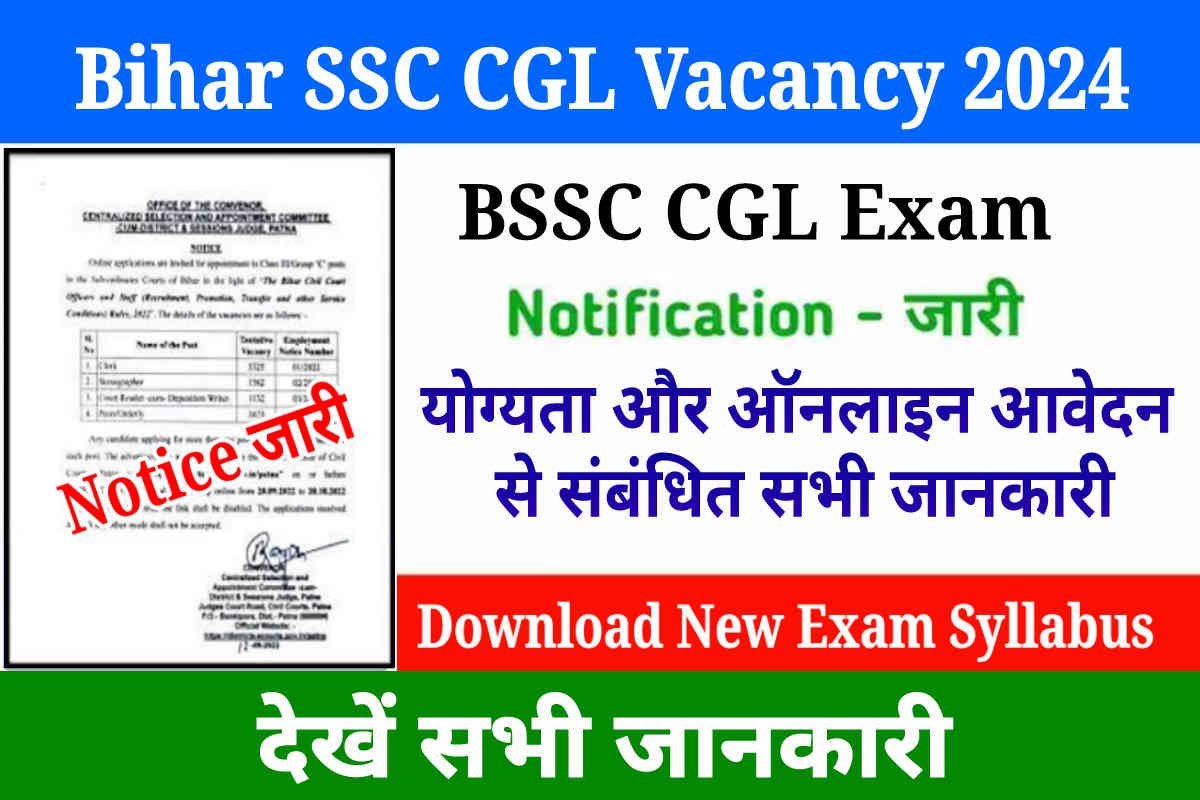 Bihar SSC CGL Vacancy 2024, बिहार एसएससी में स्नातक स्तर के 15000 पदों पर भर्ती से संबंधित सभी जानकारी