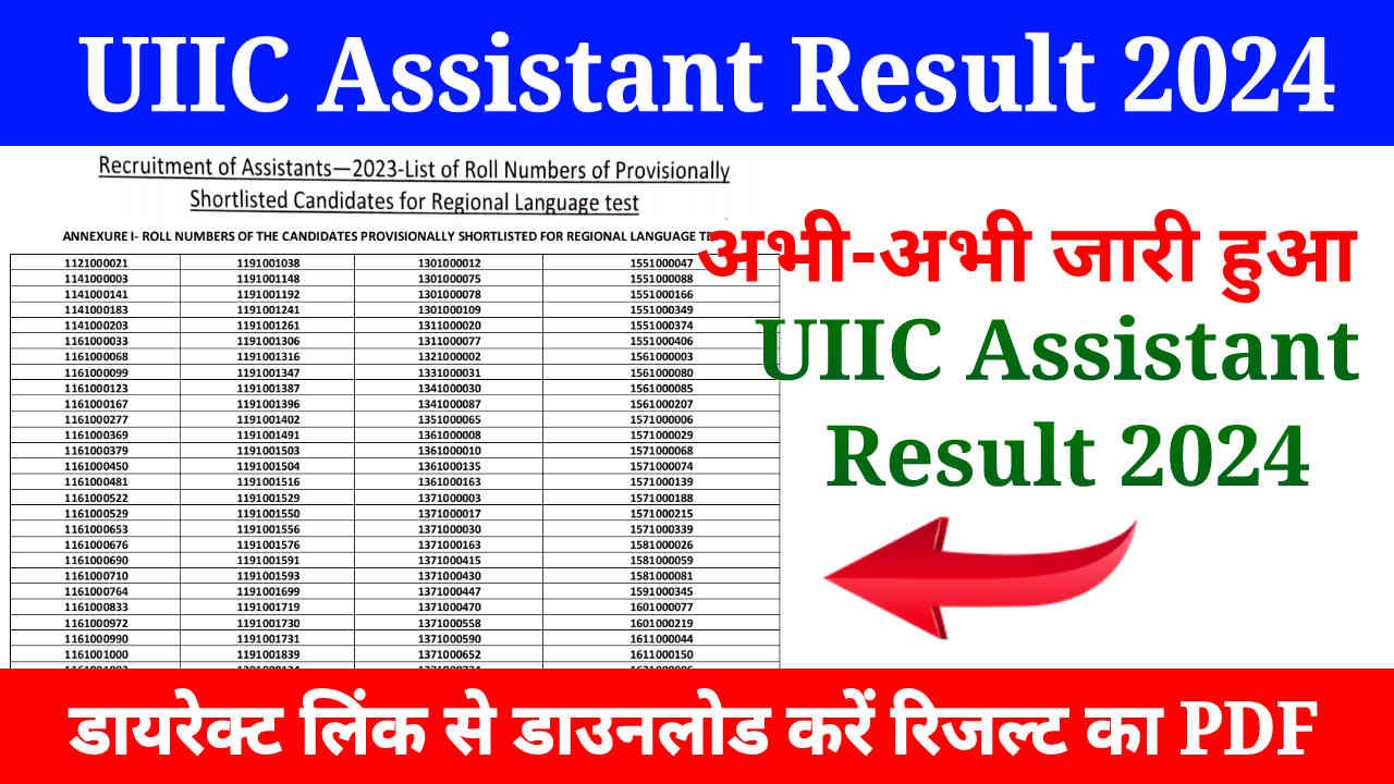 UIIC Assistant Result 2024 Out, Download UIIC Assistant Result PDF, Direct Link Activate